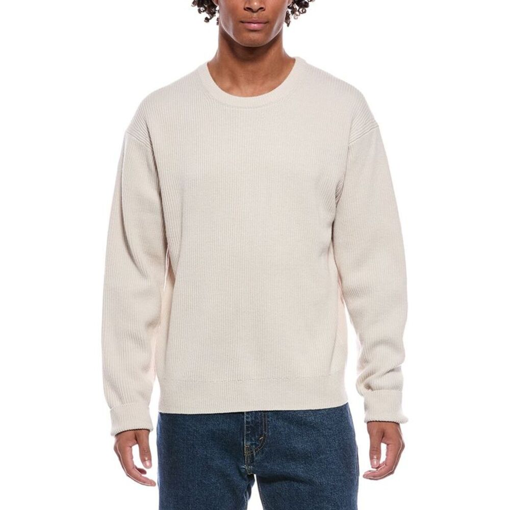 Frame Denim Mens Frame Ribbed Wool & Silk-Blend Crewneck Sweater, White